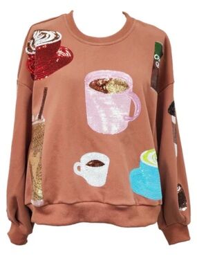 Queen of Sparkles ☕️ Rust Coffee All Over Sweatshirt